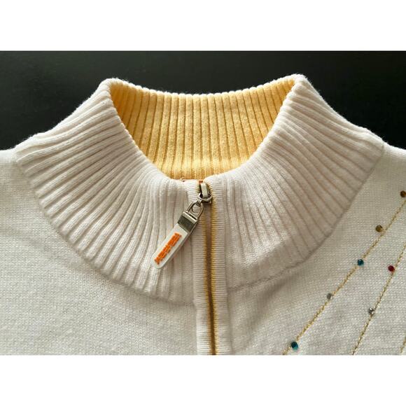 DISEISEI Full Zip Knit Sweater w/Stone Accents sz L (fits like a US sz Small) - Picture 6 of 16